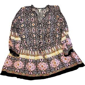 Cato Womens Size 18/20 Floral Bohemian 3/4 Length Sleeve Button Blouse